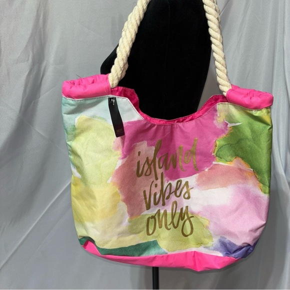 MIXIT Colorful Rope Handle Tote Bag “Vacay ALL DAY” - Picture 1 of 8